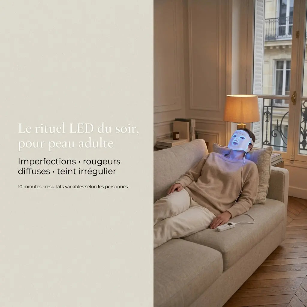 Lunéva Glow Pro — Masque LED visage premium (peau adulte : imperfections & rougeurs)